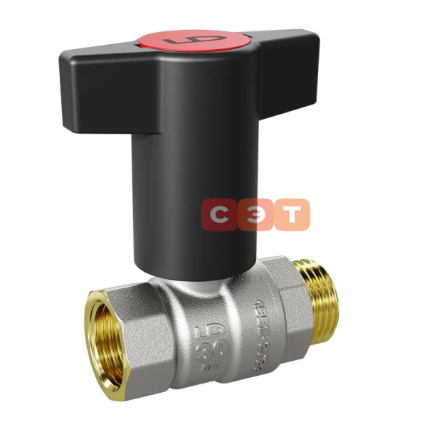 Кран Pride LD НВ 1/2" с пластиковой T-ручкой Pride полный проход бабочка
